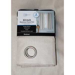 New Ivory Lined Heavy Thick Blackout Grommet Window Curtain Panel 37”WX63”